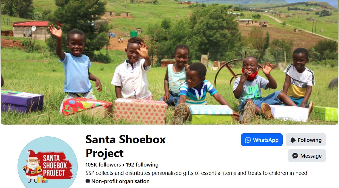santa shoebox project social media